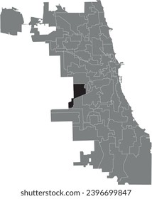 Black flat blank highlighted location map of the WARD 22 inside gray administrative map of CHICAGO CITY COUNCIL