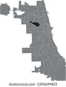 Black flat blank highlighted location map of the WARD 26 inside gray administrative map of CHICAGO CITY COUNCIL