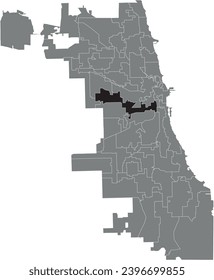 Black flat blank highlighted location map of the WARD 28 inside gray administrative map of CHICAGO CITY COUNCIL