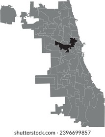 Black flat blank highlighted location map of the WARD 27 inside gray administrative map of CHICAGO CITY COUNCIL