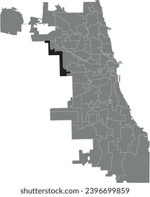 Black flat blank highlighted location map of the WARD 29 inside gray administrative map of CHICAGO CITY COUNCIL