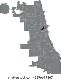 Black flat blank highlighted location map of the WARD 34 inside gray administrative map of CHICAGO CITY COUNCIL