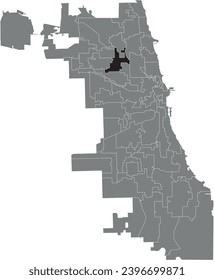 Black flat blank highlighted location map of the WARD 35 inside gray administrative map of CHICAGO CITY COUNCIL