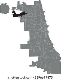 Black flat blank highlighted location map of the WARD 38 inside gray administrative map of CHICAGO CITY COUNCIL