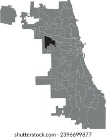 Black flat blank highlighted location map of the WARD 37 inside gray administrative map of CHICAGO CITY COUNCIL