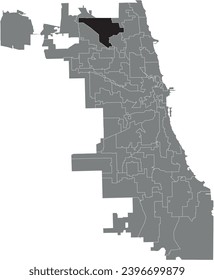 Mapa de ubicación resaltado en blanco y negro de la WARD 39 dentro del mapa administrativo gris del CONSEJO de la CIUDAD CHICAGO