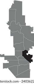 Black flat blank highlighted location map of the CAMELBACK EAST urban village inside gray administrative map of the city of PHOENIX, ARIZONA