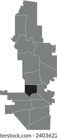 Black flat blank highlighted location map of the ALHAMBRA urban village inside gray administrative map of the city of PHOENIX, ARIZONA