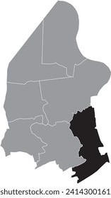 Mapa de ubicación resaltado en blanco y negro del MUNICIPIO MELSELE dentro del mapa administrativo gris de BEVEREN, Bélgica