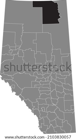 Black flat blank highlighted location map of the IMPROVEMENT DISTRICT NO. 24 (WOOD BUFFALO) inside gray administrative map of the Canadian province of Alberta, Canada