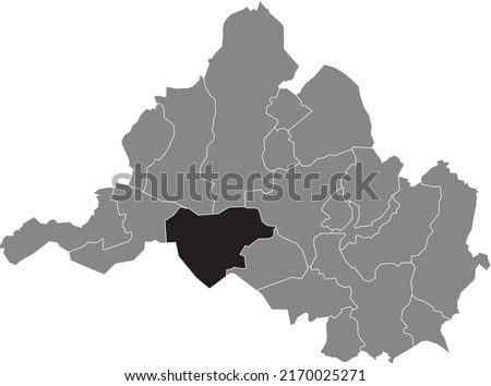 Black flat blank highlighted location map of the 
ALT-SAARBRÜCKEN DISTRICT inside gray administrative map of Saarbrucken, Germany