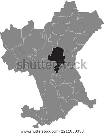 Black flat blank highlighted location map of the HEERTE DISTRICT inside gray administrative map of Salzgitter, Germany