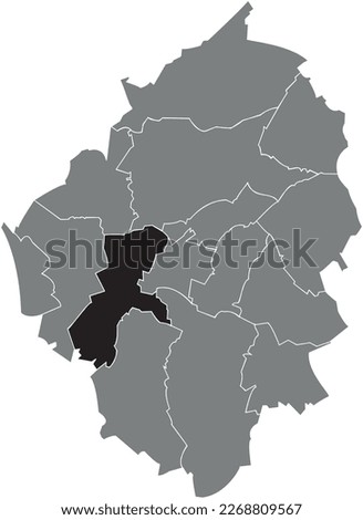 Black flat blank highlighted location map of the MARCHIENNE-AU-PONT MUNICIPALITY inside gray administrative map of CHARLEROI, Belgium