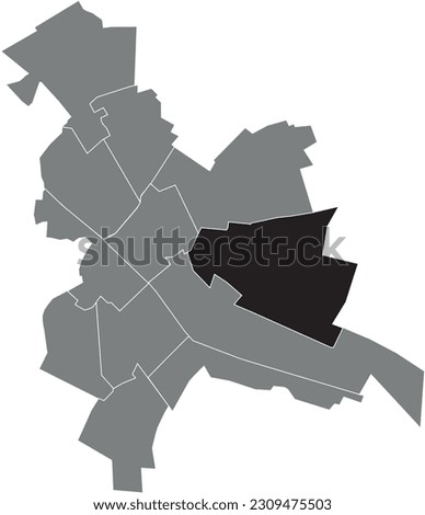 Black flat blank highlighted location map of the CHEMIN VERT - EUROPE QUARTER inside gray administrative map of REIMS, France