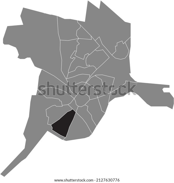 Black flat blank highlighted location map of\
the DE BERG-ZUID DISTRICT inside gray administrative map of\
Amersfoort, Netherlands