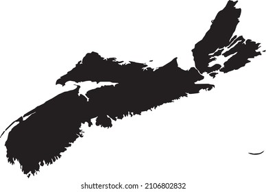 Black flat blank vector administrative map of the Canadian province of NOVA SCOTIA, CANADA