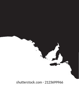 Black flat blank vector administrative map of the Australian state of SOUTH AUSTRALIA