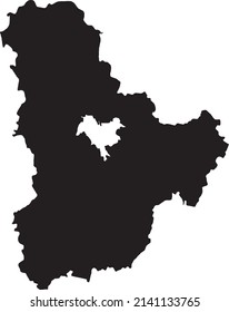 Black flat blank vector map of the Ukrainian administrative area  of KYIV OBLAST, UKRAINE