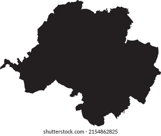 Black flat blank vector map of the German regional capital city of CHEMNITZ, GERMANY