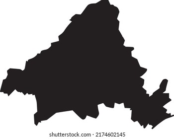 Black flat blank vector map of the German regional capital city of SOLINGEN, GERMANY