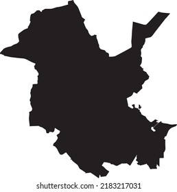 Black flat blank vector map of the German regional capital city of POTSDAM, GERMANY