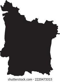 Black flat blank vector map of the German regional capital city of ERLANGEN, GERMANY