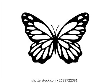 black flat butterfly design hand drawn 