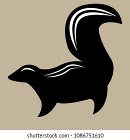 black flat color simple elegant skunk animal illustration