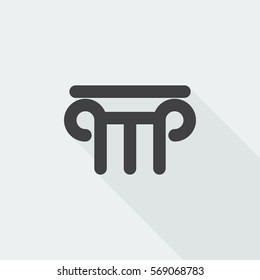 Black flat Column icon with long shadow on white background
