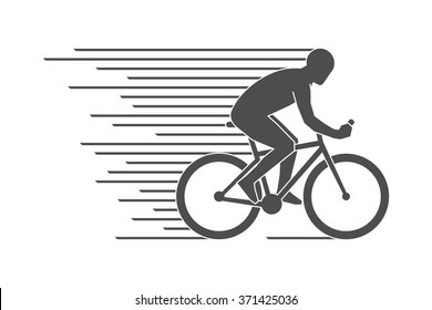 Black flat cycling logo and icon. Vector figures cyclist. Sport symbol, label and badge.