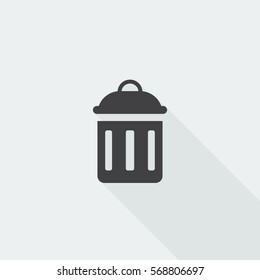 Black flat Delete icon with long shadow on white background