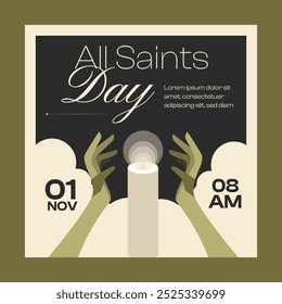 Black Flat Design All Saints Day Social Media Post