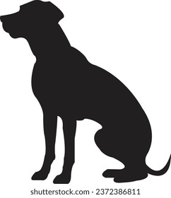 black flat Dog Silhouette. No open shape or path. Dog breed, veterinary, walking, pet sitting logo inspiration. Dog show, competition, pet store, guide dog isolated on transparent background.