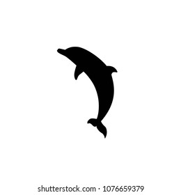 black flat dolphin icon isolated on white background. blower sign. marine nature symbol. vector illustration. black and white