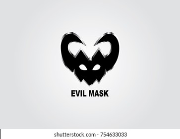 black flat evil mask logo