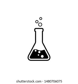 Black flat flask icon. Symbol of science, medicine and research.Vector illustration.