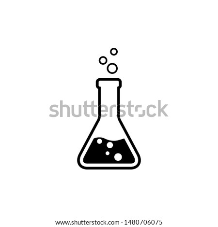 Black flat flask icon. Symbol of science, medicine and research.Vector illustration.