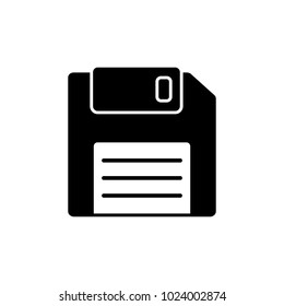 Black flat floppy disk vector icon EPS 10 