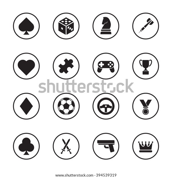 black\
flat game icon set with circle frame for web design, user interface\
(UI), infographic and mobile application\
(apps)
