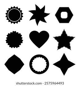Black flat geometric vector shapes set collection