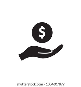 Black Flat Hand Holding Dollar Icon Stock Vector (Royalty Free ...