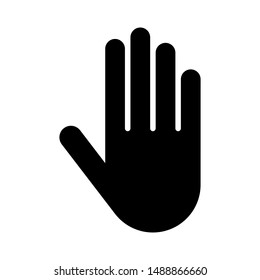 Black flat hand icon on white background. 