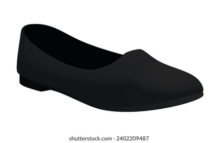 Black flat heel shoe. vector illustration