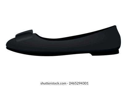 Black  flat heel shoe. vector illustration