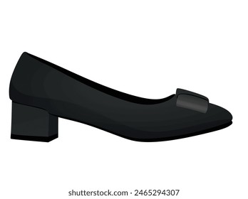 Black  flat heel shoe. vector illustration