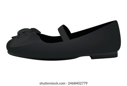 Black  flat heel shoe. vector illustration