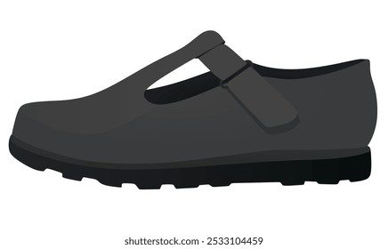 Black  flat heel shoe. vector illustration