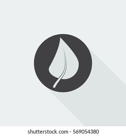 Black flat Herbs icon with long shadow on white background