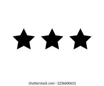 Icono plano negro de 3 estrellas. Ilustración vectorial.