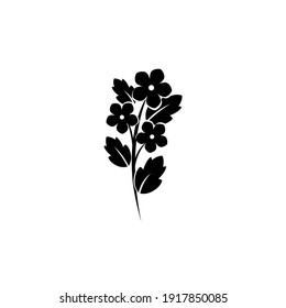 Black flat icon of cornflower, blue-bonnet, bluet, centaury, dusty miller, knapweed flower. Bloom with big oval petals isolated on white.  Vector illustration. Nature, organic symbol
